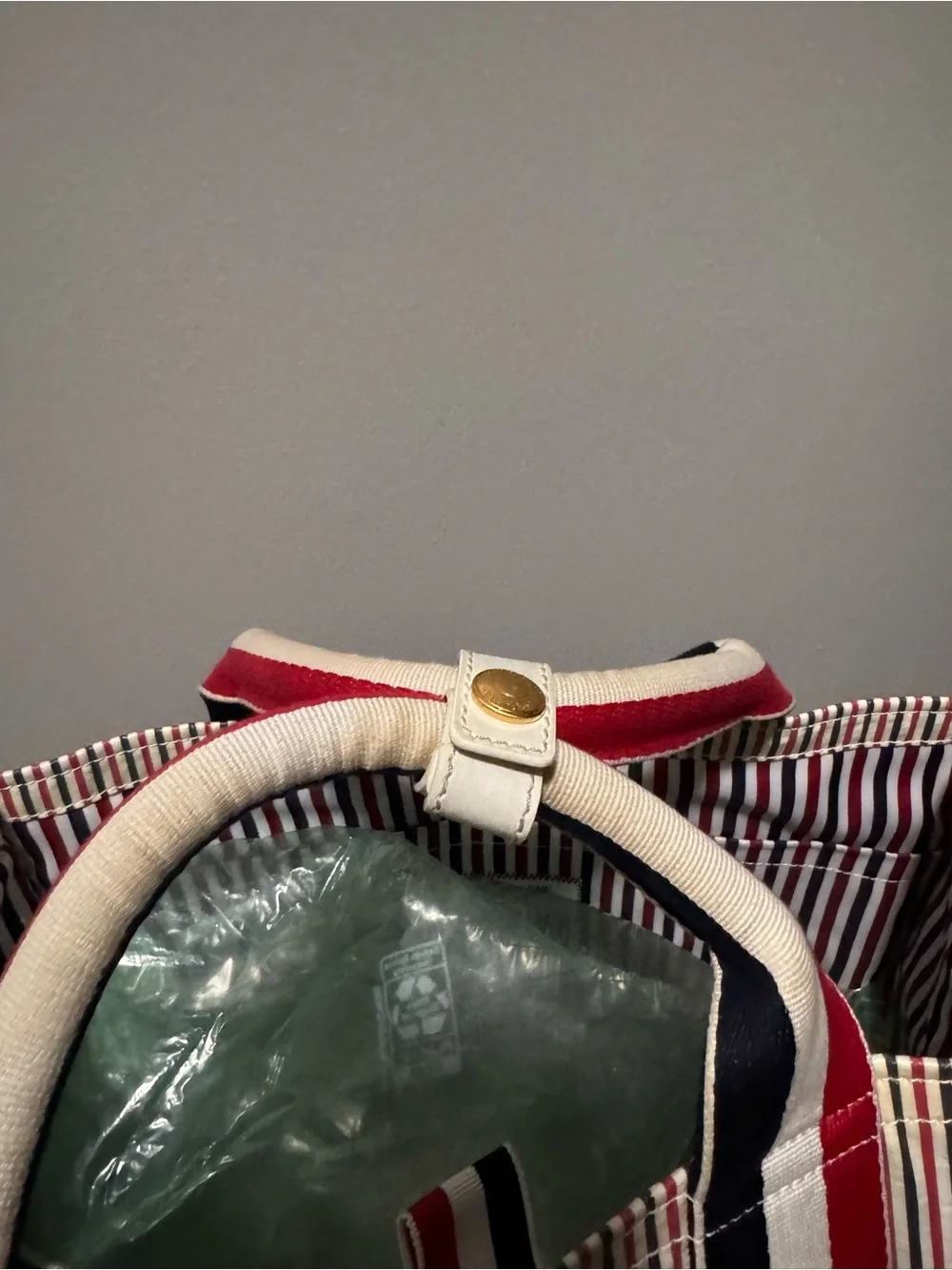Thom Browne Striped Tote Bag Red White Blue Large Canvas Leather Shopper